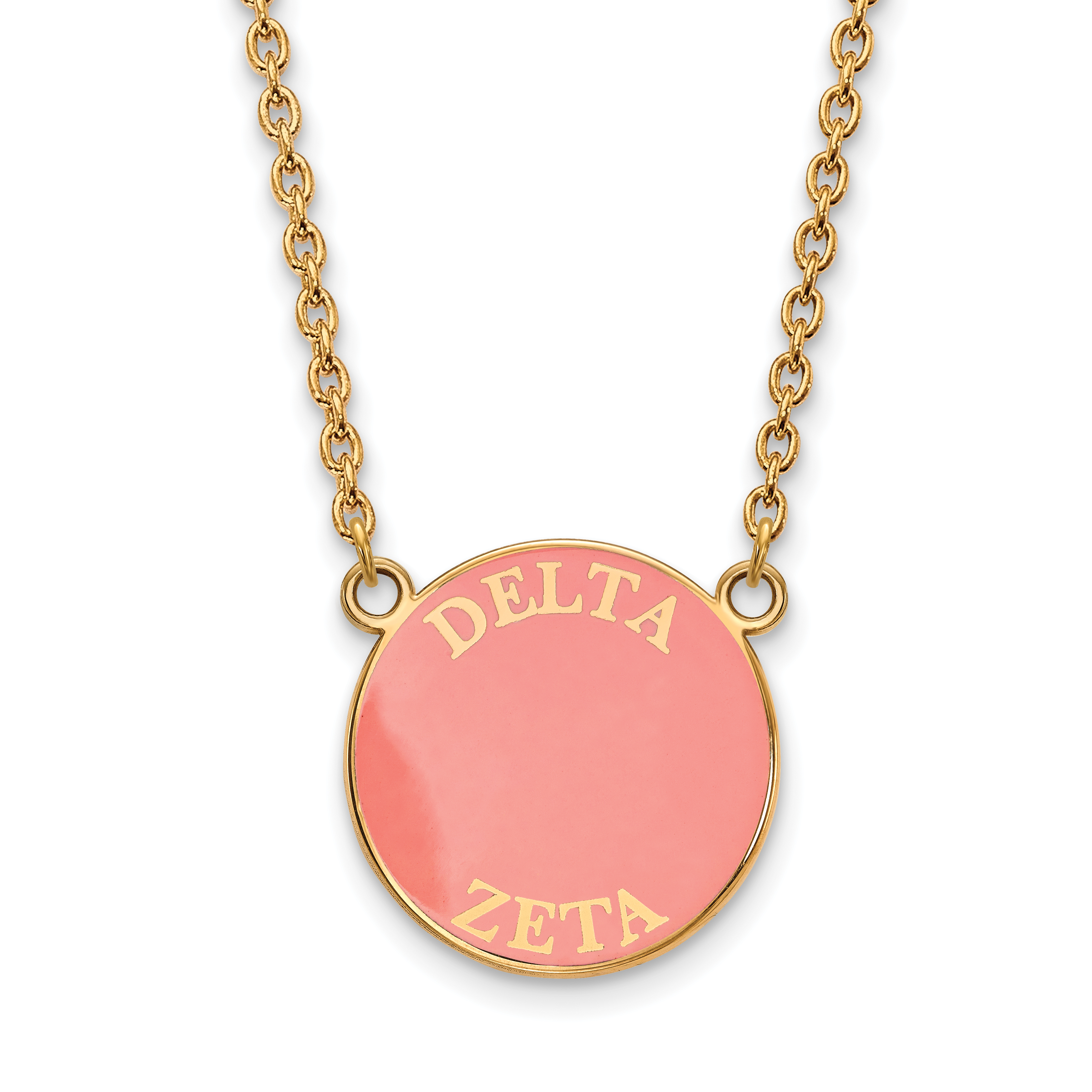 Sterling Gold-Plated Delta Zeta Text Large Color Enamel Pendant 18